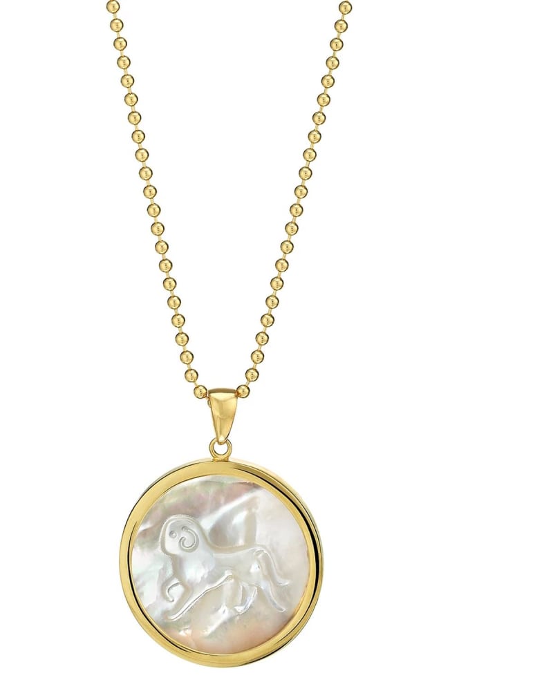Front of a size O/S Aries Zodiac Classic Pendant in Mother Of Pearl in Mother Of Pearl by ASHA. | dia_product_style_image_id:328962